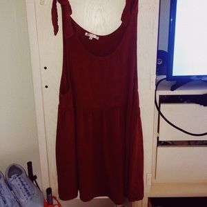 burgundy shoulder tie dress